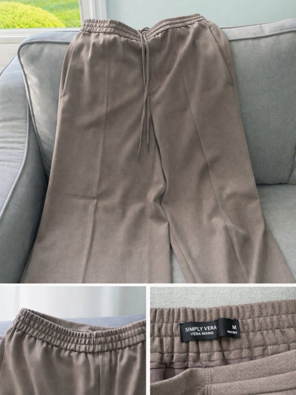 Simply Vera Vera Wang Women's Taupe Wide Leg Pants